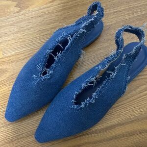 Charles & Keith Denim raw edge Slingbacks
